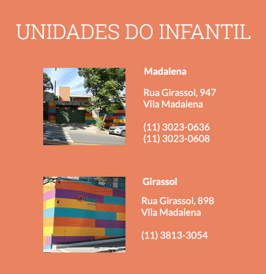 Unidades da Educação Infantil do Colégio Oswald de Andrade Unidades da Educação Infantil do Colégio Oswald de Andrade